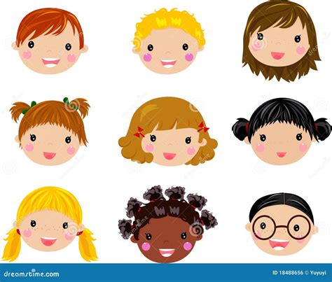 Cartoon children face stock vector. Image of expression - 18488656