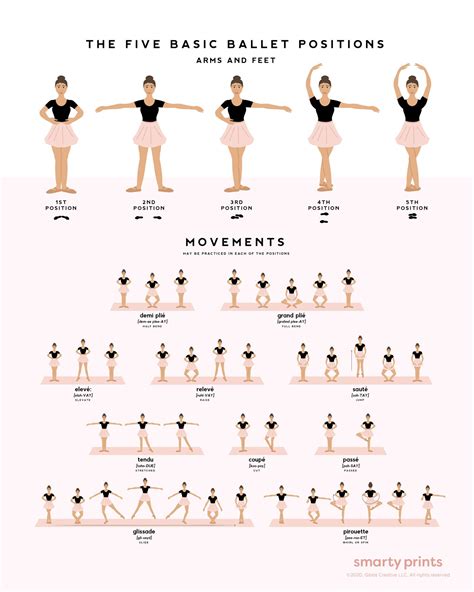 Ballet Dance Poster, Ballet Positions & Movements, Ballerina Art, POC ...