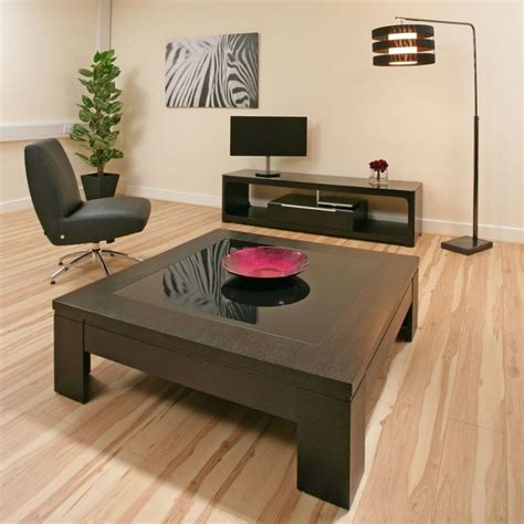 Coffee Table Large Square Black Oak Black Glass Modern Hi Quality 71E | Coffee table, Coffee ...