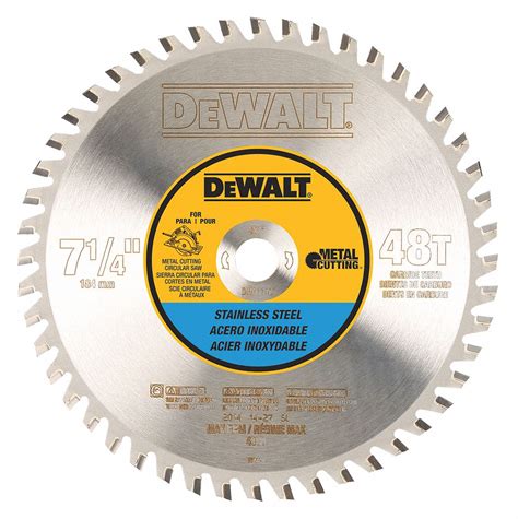 DEWALT Circular Saw Blade, Stainless Steel Materials Cut, 7 1/4 in Blade Dia., 5/8 in Arbor Size ...