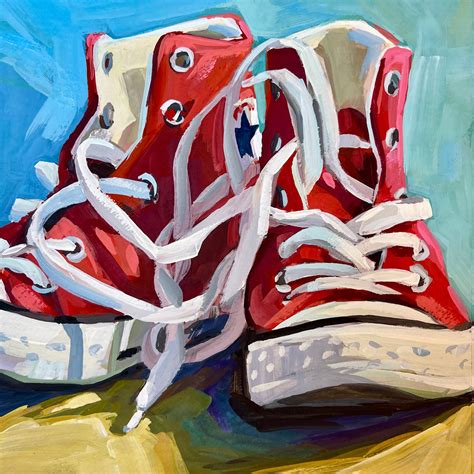 Red Tennis Shoe Painting Shoe Art Print Boys Room Decor | Etsy