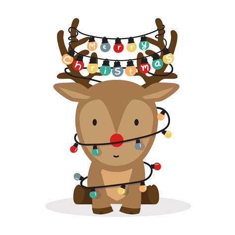 Cute cartoon reindeer with Christmas lights 1876919 Vector Art at Vecteezy