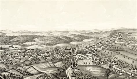 Bird's eye view of Westford, Massachusetts from 1886 - KNOWOL