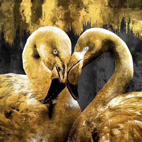 Gold Lovely Flamingo Painting Painting by Mohamadreza Zeidabadi - Fine ...