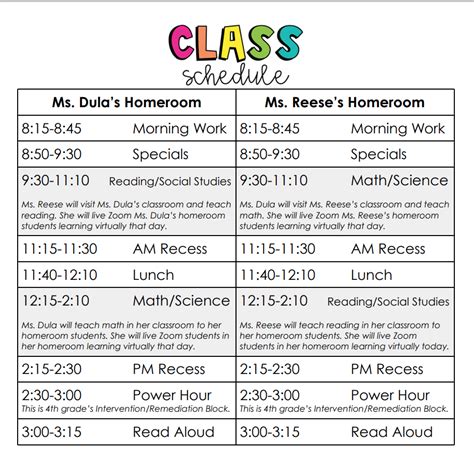 Class Calendar - Ms. Reese's Fourth Grade