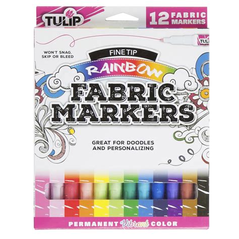 Tulip Fine Tip Fabric Markers 12 Pack Rainbow - Walmart.com - Walmart.com