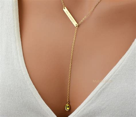 Gold Y Necklace Lariat Necklace CZ Y Necklace Simple Bar - Etsy