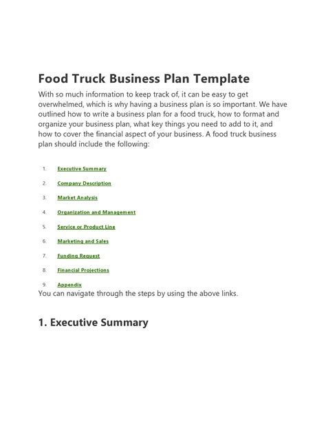 Truck Business Plan Template