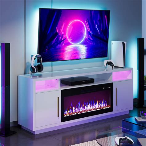 Amazon.com: AMERLIFE 4 Piece Modern Living Room Table Set, Including 68" Floating Fireplace TV ...