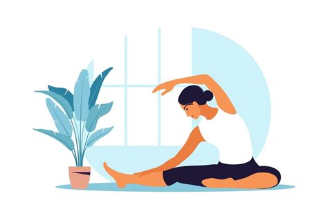 mujer joven practica yoga. práctica física y espiritual. ilustración vectorial en estilo de ...