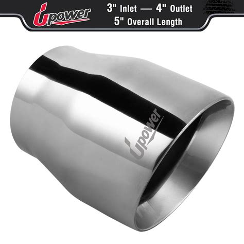 Chrome Stainless Steel Weld On Rear Exhaust Tip 3" Inlet - 4" Outlet - 5" Long | eBay