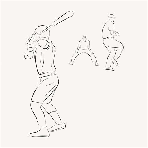 Premium Vector | Man playing baseball line art set illustration