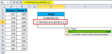 T TEST in Excel (Formula,Examples) | How to Use T.TEST Function?