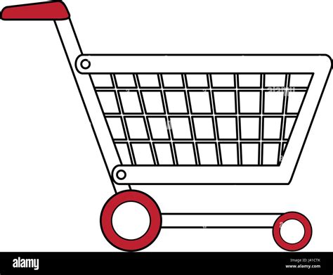 color silhouette cartoon shopping cart with wheels Stock Vector Image ...