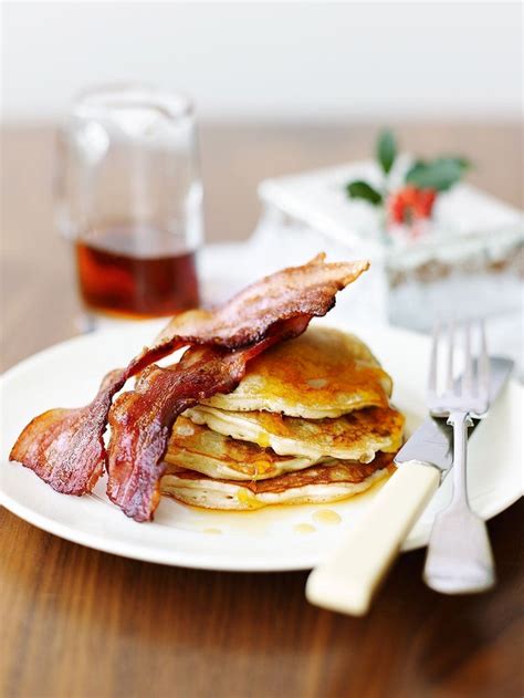 Rachel Allen's pancakes with bacon and maple syrup recipe | delicious. magazine