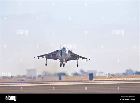 US Marine AV-8B Harrier vertical take-off and landing aircraft. The ...