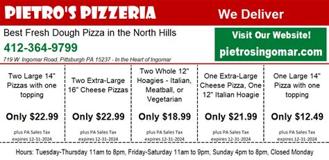 Order / Coupons - Pietro's Pizzeria of Ingomar
