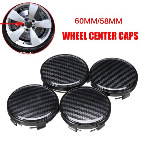 4pcs Universal 60mm Car Wheel Center Hub Caps Covers Black Carbon Fiber Hubcaps Rim Wheel for ...