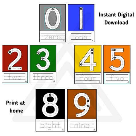 Tracing Number 0-9 Flashcards Montessori Inspired Number - Etsy