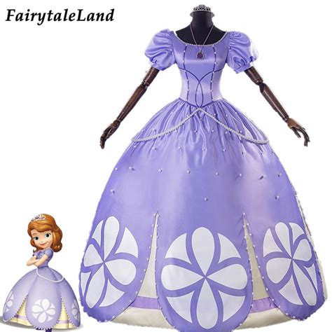 Princess Sofia Cosplay Costume Halloween Fancy Women Purple Dress Pearls Sofia The First ...