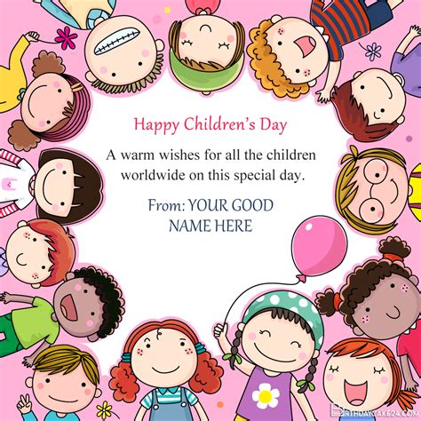 Happy Children's Day Wishes Card With Name Edit