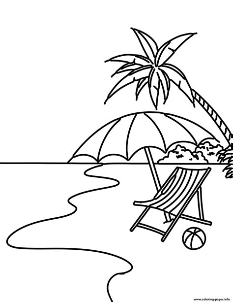 Summer Beach Scene Coloring page Printable