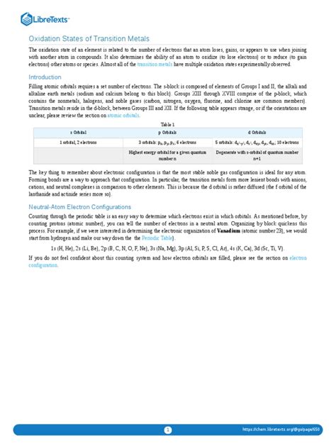 Oxidation States of Transition Metals | PDF | Electron Configuration ...