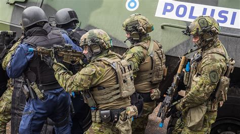 Finnish Border Guard Special Intervention Unit with Police VATI during Exercise KYMI 218 ...