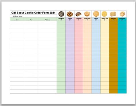 Girl Scout Cookie Order Form 2023 Little Brownie Bakers - Printable ...