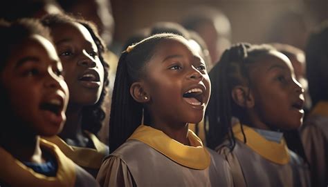 African American children's choir singing in church wearing traditional ...