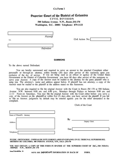 Dc Superior Court Forms Fill Online Printable Fillable Blank ...