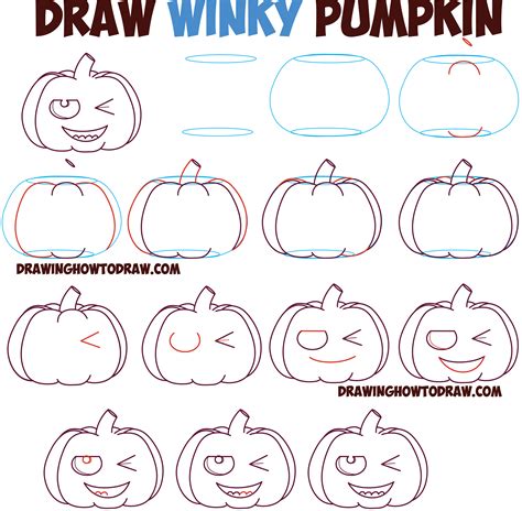 Huge Guide to Drawing Cartoon Pumpkin Faces / Jack O’Lantern Faces ...