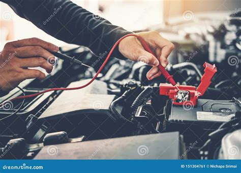 Technician Hands of Car Mechanic Working in Auto Repair Service and ...