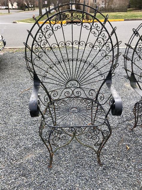 Pair of Midcentury Salterini Wrought Iron Peacock Chairs at 1stDibs