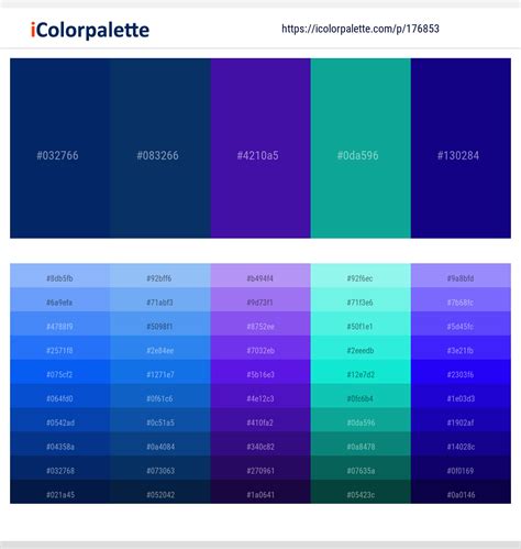 Midnight Blue – Deep Sapphire – Blue Gem – Niagara – Navy Blue Color scheme | iColorpalette