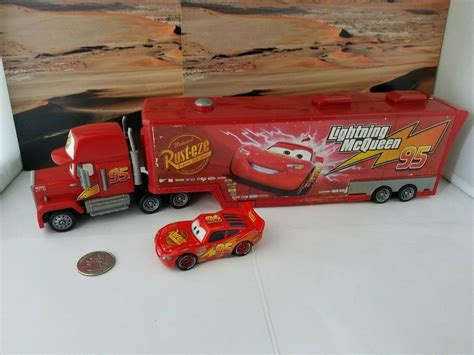 Lightning Mcqueen Mack Truck Hauler Trailer playset w/ Lightning ...