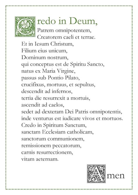 Credo apostles Creed Latin Catholic Prayer Card / Printable - Etsy