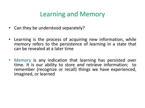 PPT - Learning and Memory PowerPoint Presentation, free download - ID ...