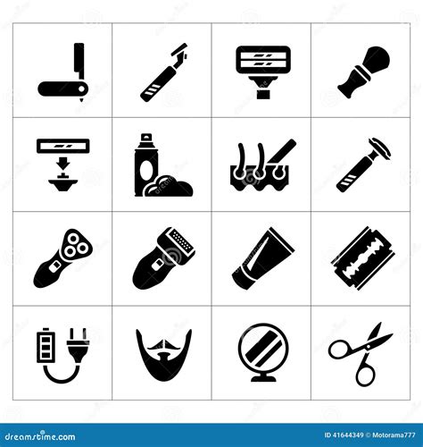 Set Icons of Shave, Barber Equipment and Accessories Stock Vector - Illustration of icons ...