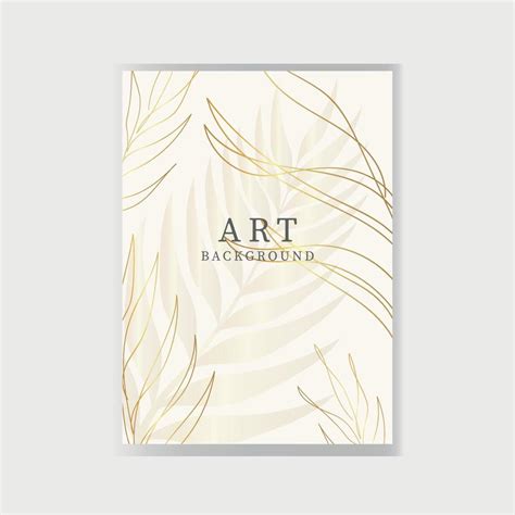 Abstract background in beige color with golden silhouette plants. Invitation design for ...