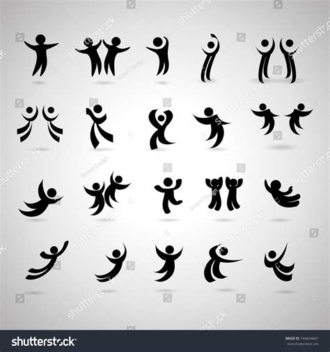 Abstract Human Symbols Set. Success, Celebration, Achievement ...