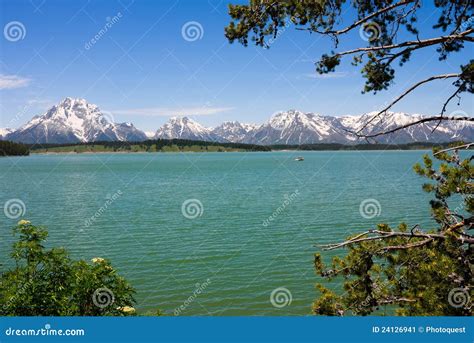 Jackson Lake in stock image. Image of mountain, summer - 24126941