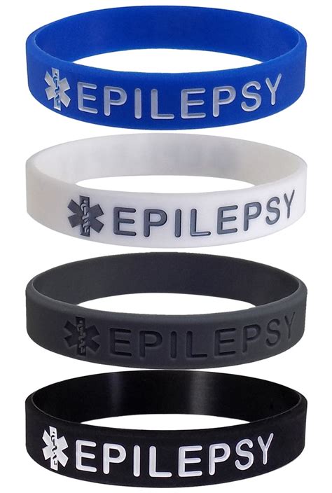 "EPILEPSY" Medical Alert ID Silicone Bracelet Wristbands 4 Pack – Max ...