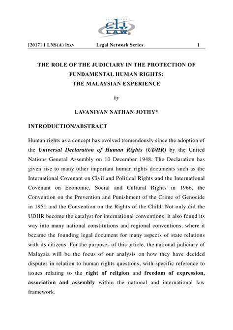 (PDF) THE ROLE OF THE JUDICIARY IN THE PROTECTION OF FUNDAMENTAL HUMAN ...