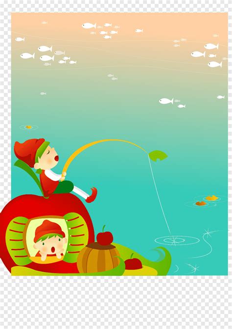 Child Cartoon Adobe Illustrator, Sitting on the apple house kids fishing, cdr, child png | PNGEgg