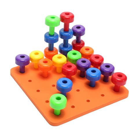 Toddler Peg Board Sensory Toys Montessori Fine Motor Skills Educational Toys Stackable Pegs Card ...