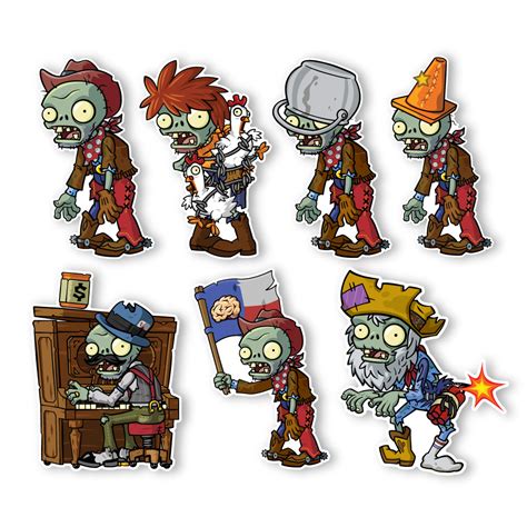 Plants vs. Zombies 2 Wall Decals: Special Wild West Zombies Set I (Seven 6 inch tall Zombies ...