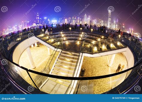 Hong Kong Waterfront Area at Night Editorial Stock Image - Image of ...