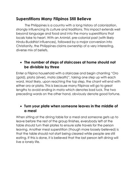 Superstitious Beliefs 2 - Superstitions Many Filipinos Still Believe The Philippines is a ...