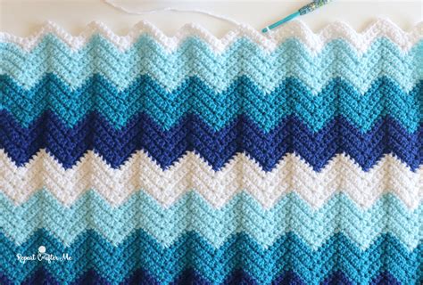 Easy Crochet Chevron Blanket - Repeat Crafter Me